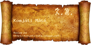 Komjáti Máté névjegykártya